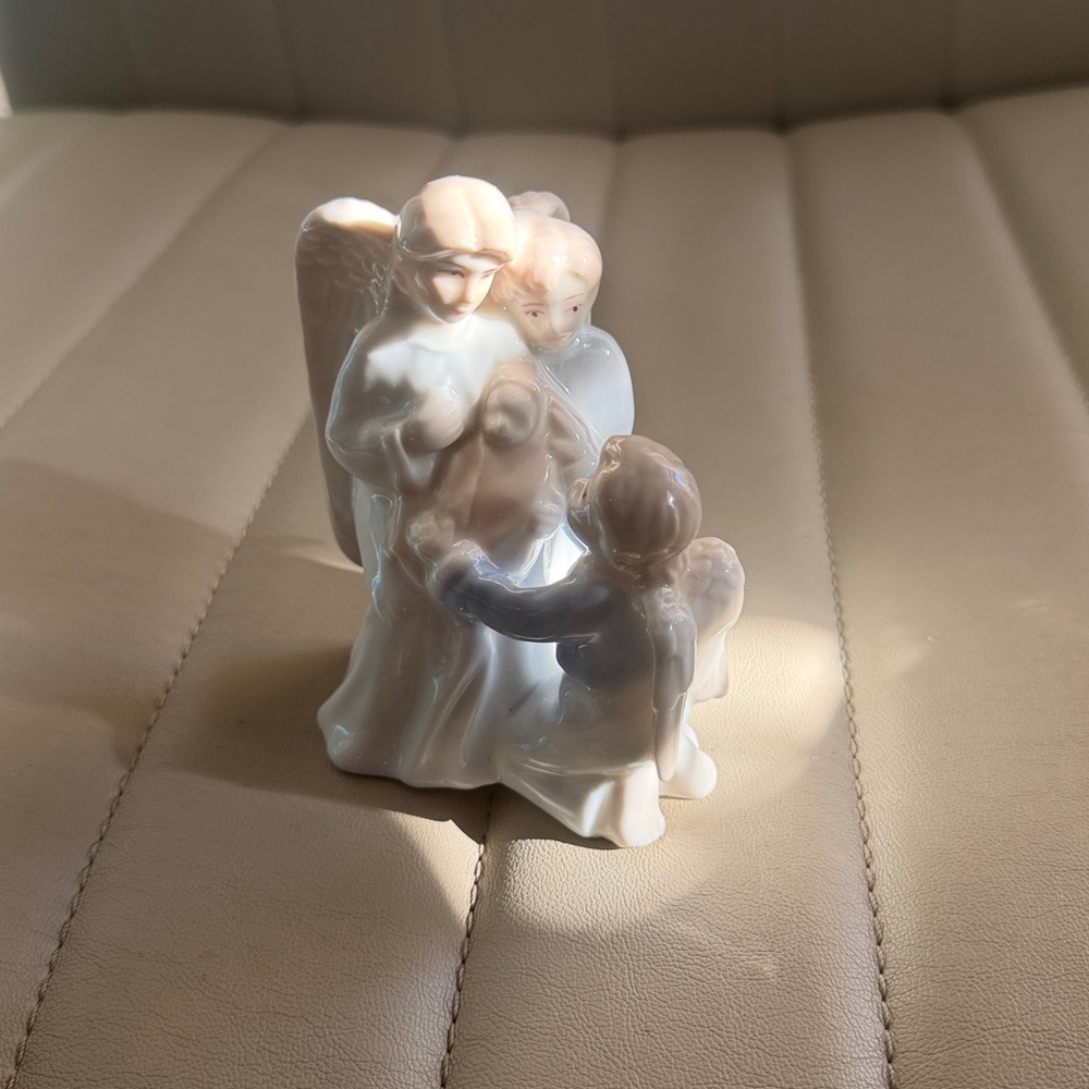Elegant Angel Figurine Vintage- White and Blue Ks Collection Porcelain With Baby